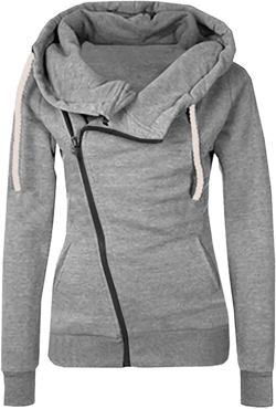 LFEOOST Womens Zip Up Hoodie Jacket Fall Fashion Casual Long Sleeve Sweatshirts Solid Warm Y2k Tops Sweater Coat with Pockets A#03 Gray Large
