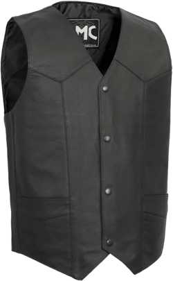 First Mfg Co - Top Shot - Men's Motorcycle Biker Riding Black Leather Vest