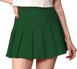 Made By Johnny Womens' Girls' High Waist Mini Plaid School Uniform Pleated Skater Tennis Skirt with Lining Shorts XX-Large Wb2344_green