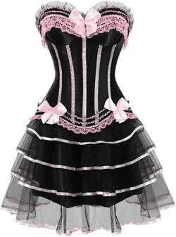 Ogodkec Women Victorian Costume Gothic Boob Tube Top Short Dresses Lace Bow Dress Cosplay Themed Party Dresses Pink X-Large