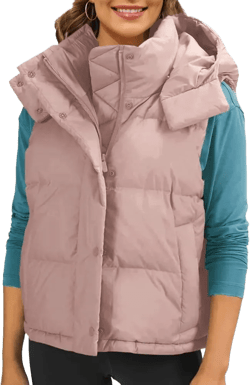 Women's Winter Coat Puffer Vest Sleeveless Winter Outerwear Puffer Lightweight Stand-up Collar Quilted Down Vest 2023 XX-Large Pink