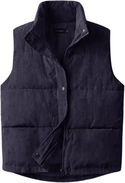 Corduroy Cotton Vest for Women Versatile Sleeveless Short Vest Coat Stand Collar Puffer Jacket for Women Girls