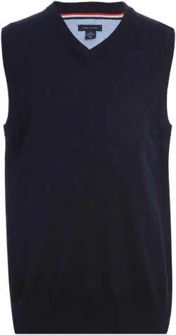 Tommy Hilfiger Boy's Sleeveless V-neck Sweater Vest, Kids School Uniform Clothes, Pullover Navy 18-20