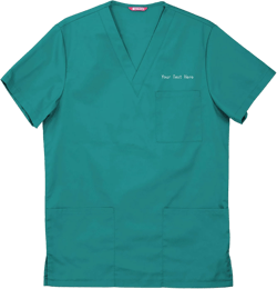 Personalized Customizable Embroidered Men's Scrub Top Teal Blue Small