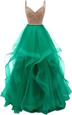 VOfuter Tulle Crystal Beaded Ball Gown V Neck Tiered Long Prom Dresses Spaghetti Strap Formal Evening Party Dress Sparkly A Line Wedding Dress Green US2 at Amazon Women’s Clothing store