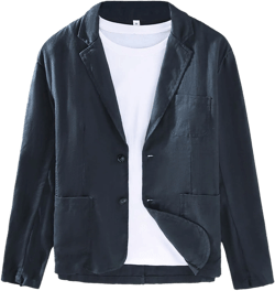 Men's Casual Linen Blazer Lightweight Jacket Long-Sleeve Sport Coat Suit for Daily Life X-Large Dark Grey