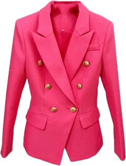 Women's Silver Lion Buttons Blazer Jacket,Double Breasted Blazer Outerwear XX-Large Rose Red
