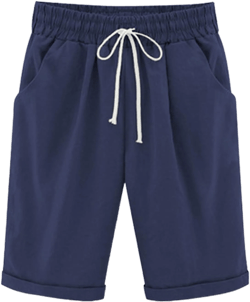 DASAYO Linen Shorts for Women Drawstring Casual Bermuda Shorts with Pockets Knee Length Trendy Loose Fit Summer Clothes at Amazon Women’s Clothing store