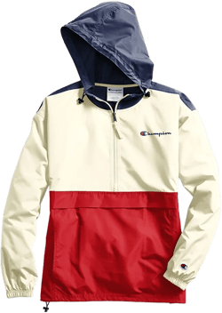 Champion Men's Color Blocked Packable Jacket Athletic Navy/Chalk White/Scarlet J1016 7N+