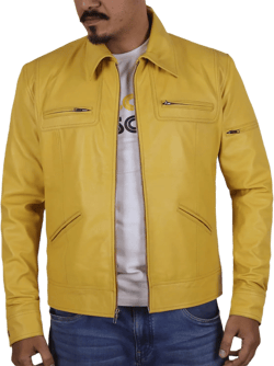 Laverapelle Men's Genuine Lambskin Leather Jacket (Black, Biker Jacket) - 1501200 4X-Large 16c- Yellow - With Color Cotton Lining