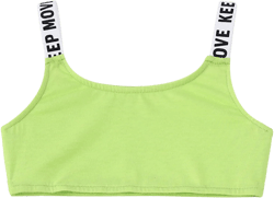 Moily Kids Girl Solid Racer Back Sports Bra Crop Top Tanks Undershirts Gymnastics Dance Workout Camisole 5-6 Dance Fluorescent Green a