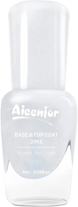 Top Coat Nail Polish, Base Coat and Top Coat Set-Shine Finish and Long Lasting 2 In 1, Water-Based Low Odor Peel-off, Clear Primer and Gloss Chip Resistant, 0.28 Fl Oz