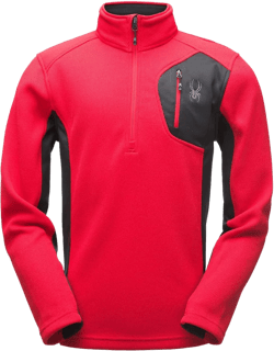 SPYDER Men’s Bandit Half-Zip Stryke Fleece Pullover Jacket for Winter Sports Red/Black/Black X-Large