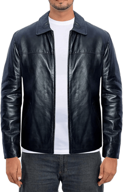 Classic Trucker Black Leather Jacket, Mens Genuine Lambskin Biker Leather Jacket XX-Large Black-ae