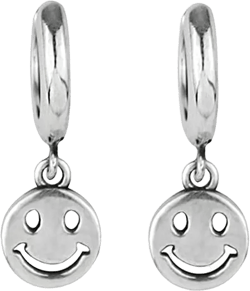 Smile Face Huggie Hoop Dangle Drop Earrings for Women Men Teens Tiktok Funny Inspired Earring Streetwear Cool Dangle Simple Minimalist Fashion BFF Gift Birthday