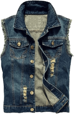 Men Denim Vest Sleeveless Jeans Jacket Casual Ripped Vintage Cowboy Vest XX-Large Dark Blue