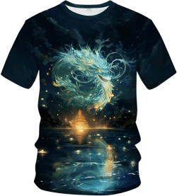 Traditional Chinese Dragon T-Shirt Funny Anime Graphic Tee Shirt 4X-Large Green