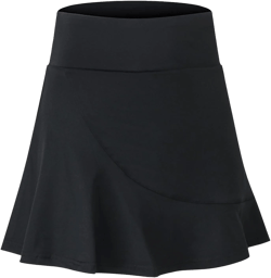 Women's Athletic Tennis Skorts Built-in Shorts High Waist Quick Drying Mini Skater Skirt Golf Active Fitness Skirts Black Medium