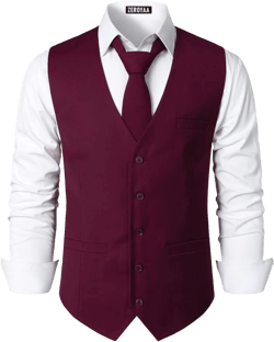 ZEROYAA Men's Hipster Urban Design 3 Pockets Business Formal Dress Vest for Suit Tuxedo Zlsv16-wine Red Large