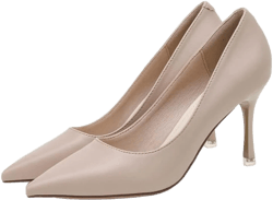 Women's Bling Bling Sexy Pointed Toe OL Working Pumps, Soft Leather Mid Heels Comfortable Casual Pumpa Shoes 8.5 Z-black