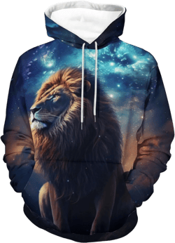 Lightning Lion with Crown Hooded Sweatshirt 3D Print Animal Tracksuit Hoodies Casual Funny Pullover Color 2 X-Large
