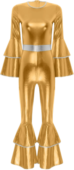 YiZYiF Women 70s Disco Costume Adult Metallic Shiny Retro Jumpsuit One-Piece Bodycon Romper Bodysuit: Clothing, Shoes & Jewelry