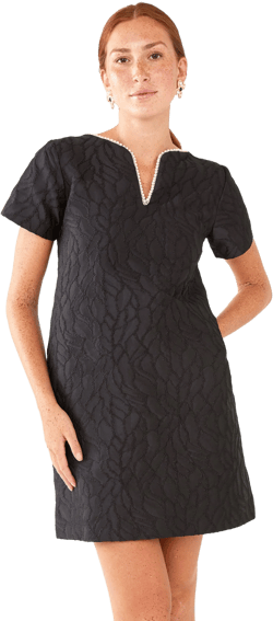 Lulu Dress Black Textured Satin Jacquard
