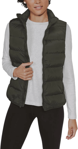 JIHUILAI Womens Puffer Vest Lightweight Sleeveless Jacket Women Puffy Vest Quilted Coat Warm Winter Vests With Pockets XX-Large Green