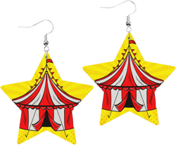 Swono Pink Donut Glaze Leather Earrings Ice Cream Top and Chocolate Decorative Colorful Sprinkles Star Faux Leather Earring Lightweight Dangle Drop Earrings for Women star circus tent