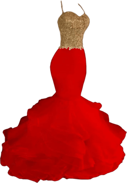 Aiyi Women's Mermaid Gold Lace Spaghetti Strap Organza Prom Dress : Clothing, Shoes & Jewelry