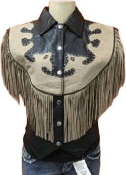 Ladies Black and Brown Fringe Vest 9731V WV