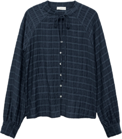 Bow check blouse