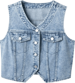 Kedera Women's V Neck Denim Vest Asymmetrical Hem Sleeveless Button Front Jean Vests Crop Tops with Pockets Blue Small