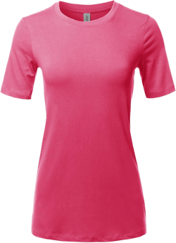 Women's Basic Solid Premium Cotton Short Sleeve Crew Neck T Shirt Tee Tops Medium Fuchsia