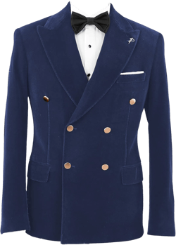 Men's Double Breated Velvet Blazer Jacket Slim Fit Tuxedo Suit Blazer Sport Coat for Wedding Prom Dinner Party 5X-Large Navy Blue