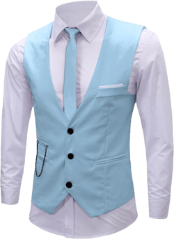 Men's Formal Dress Business Slim Fit Sleeveless Jacket Suit Vest Waistcoat X-Small Lake Blue