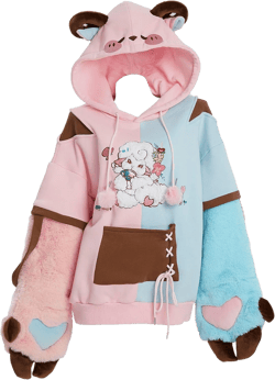 Sheep Paw Hoodie Color Clash Hoodie Daily Wear