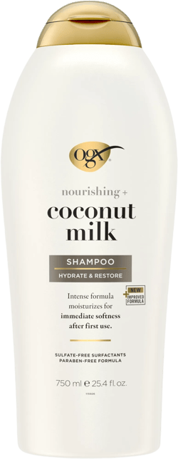 OGX Nourishing + Coconut Milk Moisturizing Daily Shampoo with Egg White Protein, 25.4 fl oz