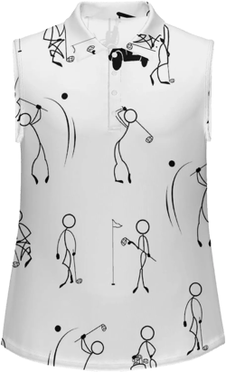 UNMUTTON Women's Sleeveless Golf Tank Top Moisture Wicking Sleeveless Polo Quick Dry Athletic Polo Tennis Shirts Medium Golf White
