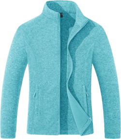 MAGCOMSEN Fleece Jacket Women Zip UP Lightweight Soft Polar Warm Winter Jackets for Women with Pockets Outdoor Hiking X-Large B-aqua Blue