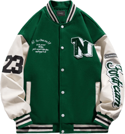 Mens Varsity Letterman Jackets: Vintage Streetwear Baseball Bomber Jacket for Men Women Casual Leather Sleeves Coat XX-Large Green