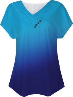 Womens Short Sleeve Blouses Spring Dressy Casual Loose Fit T Shirts Button Decor Summer Solid Color Tunic Tops Af-blue XX-Large
