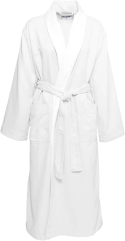 Mansfield, Unisex Microfiber Terry Lined Shawl Collar Spa Bath Robe One Size White