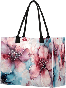 Art Abstract Peach Blossom Tote Bag for Women Large Beach Bag Reusable Grocery Bags Tote Bag for Work Shopping Travel Beach