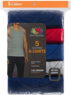 Fruit of the Loom Men's 100% Cotton A-Shirts Tank Tops Undershirts Assorted Solids, XL