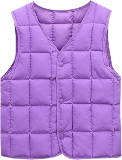 Toddler Boys Girls Down Vest Autumn/Winter Front Buckle Solid Color Children's Vest Party Birthday School Shirts Kids Purple 18-24 Months