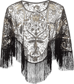 1920s Shawl Wraps Sequin Beaded Evening Cape for Gatsby Party Bridal Shawl Women Evening Cape Flapper Cover Up Black Gold