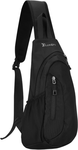 AOWOO Taihexin Black Sling Bag, Lightweight One Strap Shoulder Chest Bag for Men Women, Small Waterproof Sling Backpack Fishing Bag for Hiking Walking Biking Travel Cycling, Nylon