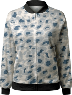 Generic Baseball Bomber Jacket Women Casual Floral Zip Up Coat Stand Collar Lightweight Short Outwear Tops with Pockets Large A-light Blue