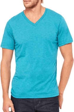 BELLA+CANVAS Unisex Triblend Short Sleeve Tee V-Neck Tee, Teal Triblend, Medium